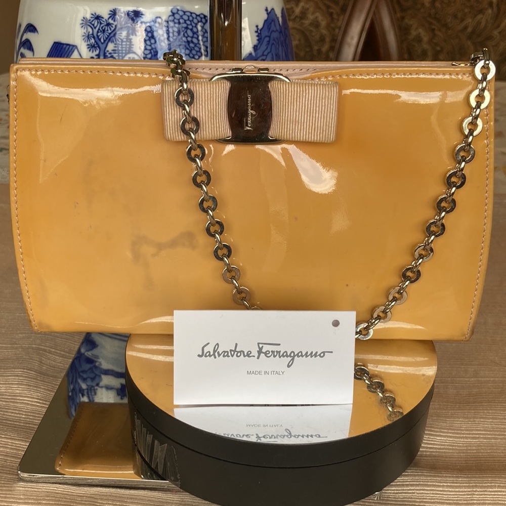Salvatore Ferragamo Handbag Yellow Patentcalf leather